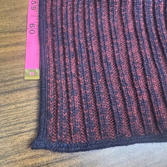 Alexander Julian Scarf Wool Blend Navy Blue Red Long Rectangle Double Sided - Picture 5 of 6